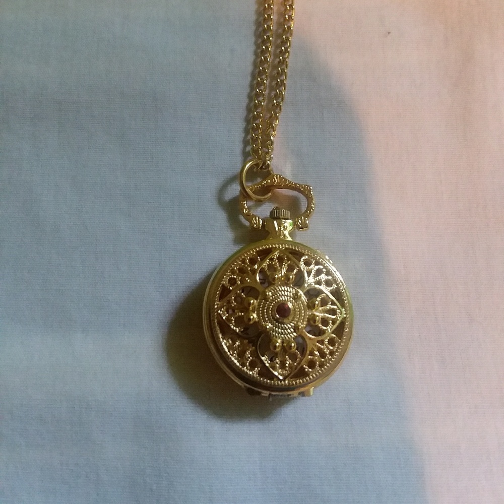 Gold Pocket Watch Necklace